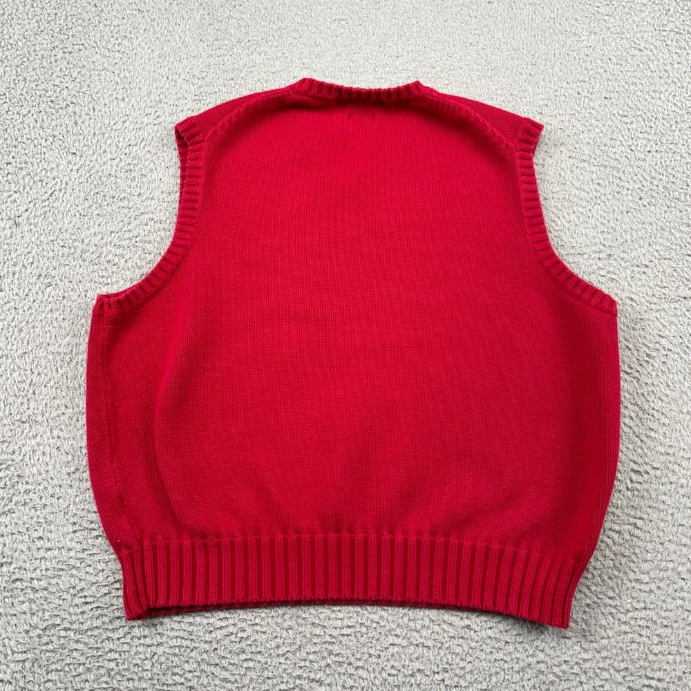 Polo Ralph Lauren Sweater Vest Mens XL Red V-Neck Cotton Knit Pony Logo Classic